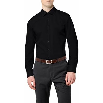 Seidensticker Business skjorta för män – Slim Fit – strykfri – Kent krage – långärmad – 100% bomull, Svart (svart), 42 SE Seidensticker Business skjorta för män – Slim Fit – strykfri – Kent krage – långärmad – 100% bomull, Svart (svart), 42 SE