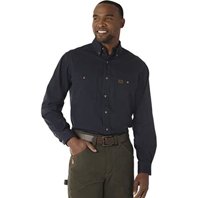 Wrangler Riggs Arbetskläder för män, skogshuggarskjorta i twill med långa ärmar, arbetsskjorta, Marinblått Xsp, XL Wrangler Riggs Arbetskläder för män, skogshuggarskjorta i twill med långa ärmar, arbetsskjorta, Marinblått Xsp, XL