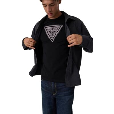 GUESS Men'sCN SS triangel spray TEET-SHIRTSJet svart A996 storlek S längd N GUESS Men'sCN SS triangel spray TEET-SHIRTSJet svart A996 storlek S längd N