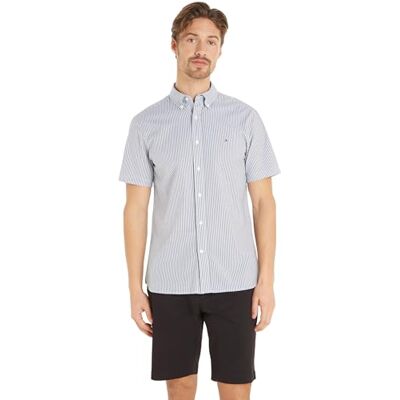 Tommy Hilfiger herr Flex Poplin STP Rf tröja S/S lediga skjortor, blå, S, Kolmarinblå/optisk vit, S Tommy Hilfiger herr Flex Poplin STP Rf tröja S/S lediga skjortor, blå, S, Kolmarinblå/optisk vit, S