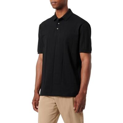 Giorgio Armani Bomull Jacquard Grid med Stacked Ax Logo Polo Shirt, svart, M Giorgio Armani Bomull Jacquard Grid med Stacked Ax Logo Polo Shirt, svart, M