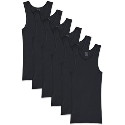 Gildan Men's A-Shirt Tanks, Multipack, Style G1104, Black (6-Pack), Medium Gildan Men's A-Shirt Tanks, Multipack, Style G1104, Black (6-Pack), Medium