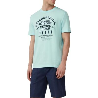 s.Oliver Bomulls-t-shirt med rund hals och konstverk, Ljus turkos, L s.Oliver Bomulls-t-shirt med rund hals och konstverk, Ljus turkos, L