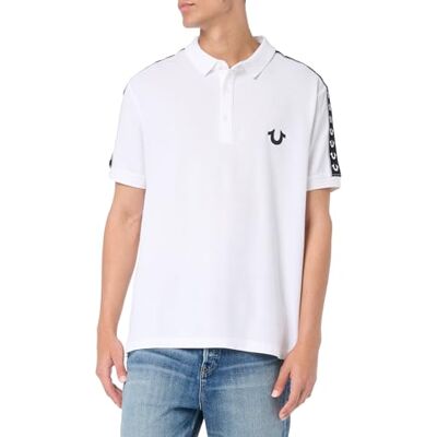 True Religion damask ss pikétröja för män, Optisk vit, L True Religion damask ss pikétröja för män, Optisk vit, L