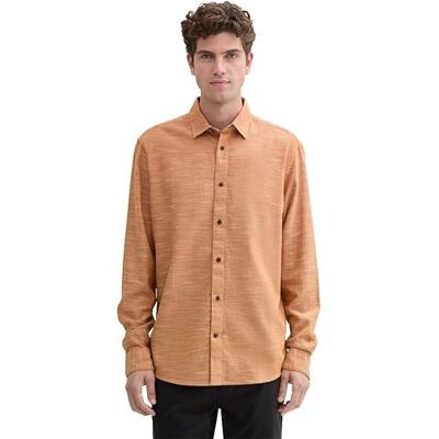 TOM TAILOR herrskjorta regular fit bomull, 36702 – orange horisontell struktur, XXL TOM TAILOR herrskjorta regular fit bomull, 36702 – orange horisontell struktur, XXL