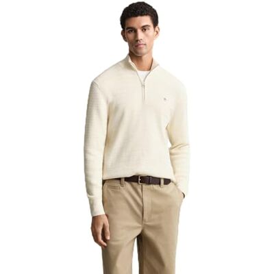 GANT Mini kabel halv dragkedja, kräm, S GANT Mini kabel halv dragkedja, kräm, S