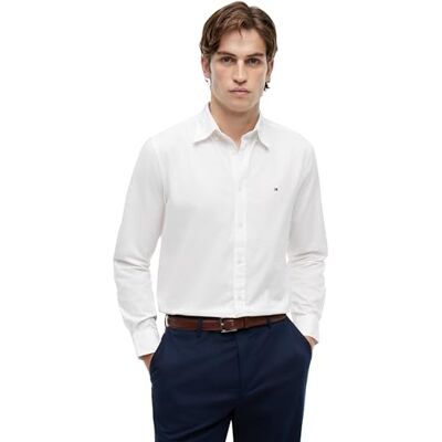 Tommy Hilfiger herr CORE Flex POPLIN solid RF-tröja MW0MW39988 L/S skjorta, vit, XL, Vit (vit), XL Tommy Hilfiger herr CORE Flex POPLIN solid RF-tröja MW0MW39988 L/S skjorta, vit, XL, Vit (vit), XL