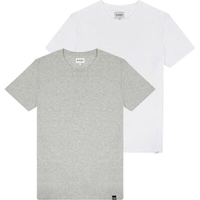 Wrangler Herr 2-pack t-shirt, MID Grey Melee, stor Wrangler Herr 2-pack t-shirt, MID Grey Melee, stor
