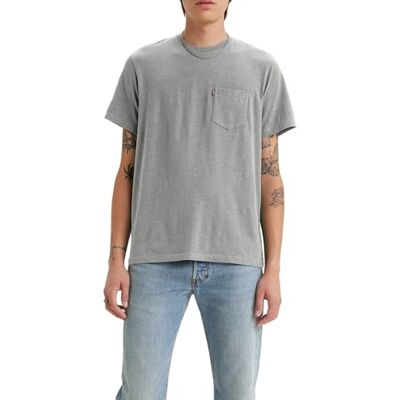 Levi's Kortärmad klassisk ficka T-shirt för män, Mellanton grå värme, L Levi's Kortärmad klassisk ficka T-shirt för män, Mellanton grå värme, L
