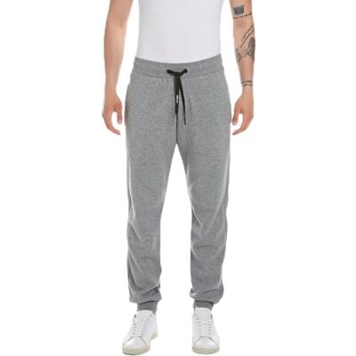 Replay Joggingbyxor för män med dragsko, Medium melerad grå M14, S Replay Joggingbyxor för män med dragsko, Medium melerad grå M14, S