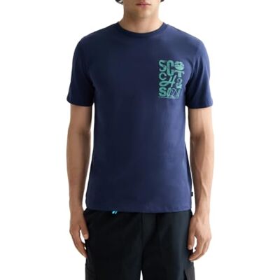 Scotch & Soda mäns normal passform vänster bröst logo t-shirt, Peacoat 410, S Scotch & Soda mäns normal passform vänster bröst logo t-shirt, Peacoat 410, S