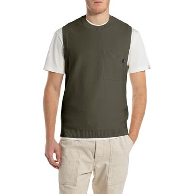 Replay Herr regular fit tröja av bomull, 849 militärgrön, L Replay Herr regular fit tröja av bomull, 849 militärgrön, L