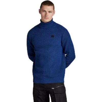 G-STAR RAW Turtle stickad tröja för män, Blå (Ballpen Blue D24211-c868-1822), S G-STAR RAW Turtle stickad tröja för män, Blå (Ballpen Blue D24211-c868-1822), S