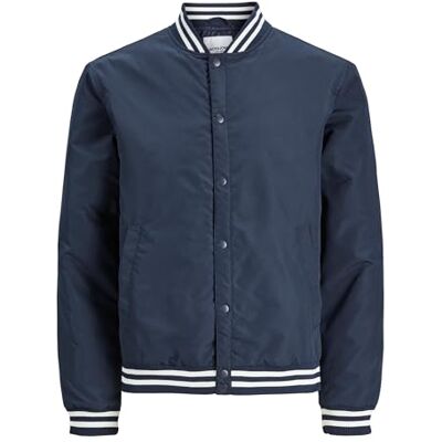 JACK&JONES PLUS Jjwarrior College Bomber Pls jacka för män, Navy Blazer/detaljer: med tips, 4XL JACK&JONES PLUS Jjwarrior College Bomber Pls jacka för män, Navy Blazer/detaljer: med tips, 4XL