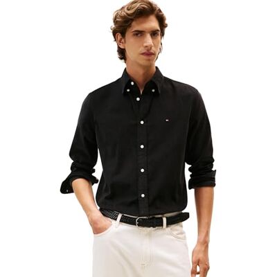 Tommy Hilfiger Herr Solid Corduroy RF-skjorta MW0MW40486 L/S skjorta, svart, XXL, svart (svart), XXL Tommy Hilfiger Herr Solid Corduroy RF-skjorta MW0MW40486 L/S skjorta, svart, XXL, svart (svart), XXL