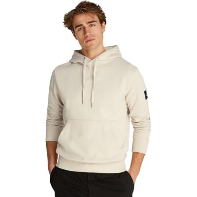 Calvin CK JEANS Herr BADGE HOODIE J30J323430, grå (havregryn), XL, Grå (havregryn), XL Calvin CK JEANS Herr BADGE HOODIE J30J323430, grå (havregryn), XL, Grå (havregryn), XL