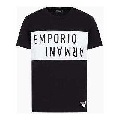 Giorgio Armani mäns fet logotyp rund hals t-shirt svart/vit, svart/vit, S Giorgio Armani mäns fet logotyp rund hals t-shirt svart/vit, svart/vit, S