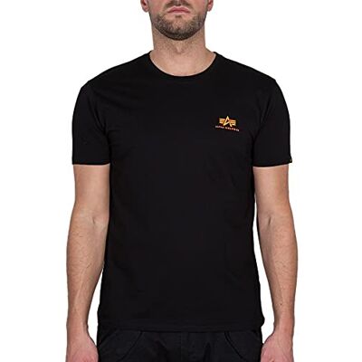 Alpha Industries Basic T Small Logo T-shirt för män Black/Neon Orange Alpha Industries Basic T Small Logo T-shirt för män Black/Neon Orange