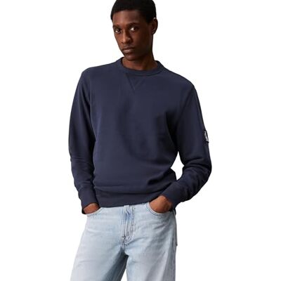 Calvin jeans herr BADGE CREW NECK J30J323426, pullover sweatshirt, blå, XXS, Blå (bläck), XXS Calvin jeans herr BADGE CREW NECK J30J323426, pullover sweatshirt, blå, XXS, Blå (bläck), XXS