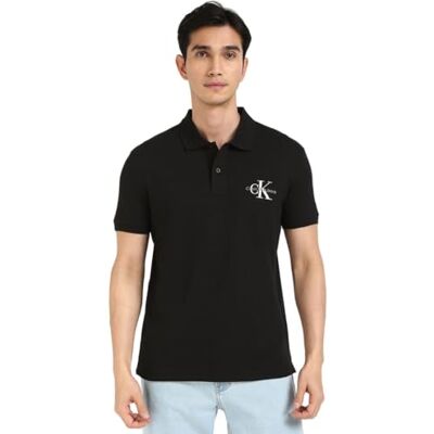 Calvin jeans herr MONOLOGO Polo J30J325664 S/S Polo, svart (k svart), S, Svart (k svart), S Calvin jeans herr MONOLOGO Polo J30J325664 S/S Polo, svart (k svart), S, Svart (k svart), S