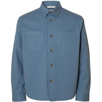 SELECTED MEN Slhtravis Twill Overshirt Ls Noos, Blå Mirage, XL SELECTED MEN Slhtravis Twill Overshirt Ls Noos, Blå Mirage, XL