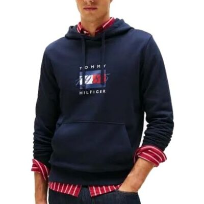 Tommy Hilfiger herr LINEAR FLAG GRAPHIC huvtröja MW0MW41332 pullover huvtröja, blå, S, Blå (ökenhimmel), S Tommy Hilfiger herr LINEAR FLAG GRAPHIC huvtröja MW0MW41332 pullover huvtröja, blå, S, Blå (ökenhimmel), S