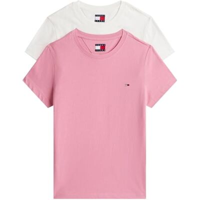 Tommy Jeans TJW 2-pack C-hals T-tröja DW0DW21366, Multi, XL, Multi (Ecru/Mystisk rosa), XL Tommy Jeans TJW 2-pack C-hals T-tröja DW0DW21366, Multi, XL, Multi (Ecru/Mystisk rosa), XL