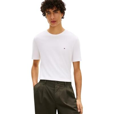 Tommy Hilfiger Essential REG FIT Solid TEE MW0MW37267, S/S t-shirt, vit, XS, Vit (vit), XS Tommy Hilfiger Essential REG FIT Solid TEE MW0MW37267, S/S t-shirt, vit, XS, Vit (vit), XS