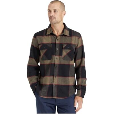 BRIXTON mäns Bowery L/S flanellskjorta med knappkrage, Grå ljung/kol, L BRIXTON mäns Bowery L/S flanellskjorta med knappkrage, Grå ljung/kol, L