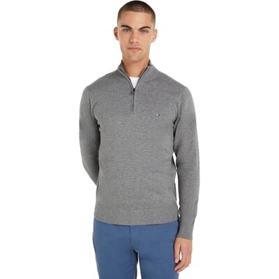 Tommy Hilfiger herr Essential bomull dragkedja Mock MW0MW37331, halv dragkedja tröja, grå, XXL, Grå (medium grå ljung), XXL Tommy Hilfiger herr Essential bomull dragkedja Mock MW0MW37331, halv dragkedja tröja, grå, XXL, Grå (medium grå ljung), XXL