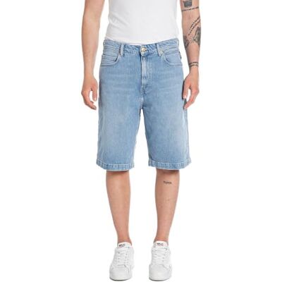 Replay Herr avslappnad passform jeans shorts Kayn, 010 ljusblå, 27W Replay Herr avslappnad passform jeans shorts Kayn, 010 ljusblå, 27W