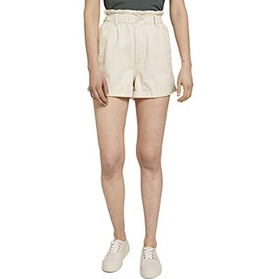 TOM TAILOR Denim Damer Avslappnad paperbag shorts 1025238, 22515 Soft Creme Beige, L TOM TAILOR Denim Damer Avslappnad paperbag shorts 1025238, 22515 Soft Creme Beige, L