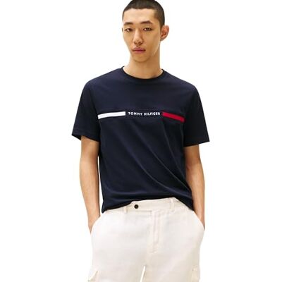 Tommy Hilfiger Kortärmad T-shirt för herr med rund hals, Blå, XS Tommy Hilfiger Kortärmad T-shirt för herr med rund hals, Blå, XS