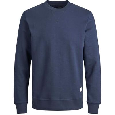 JACK & JONES Sweatshirt för män plus enfärgad sweatshirt, marinblå, 4XL JACK & JONES Sweatshirt för män plus enfärgad sweatshirt, marinblå, 4XL