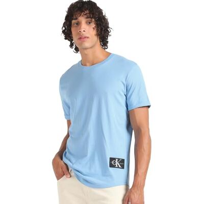 Calvin mäns bricka kort vänd upp ärm rund hals t-shirt, Blå skymning, XXS Calvin mäns bricka kort vänd upp ärm rund hals t-shirt, Blå skymning, XXS