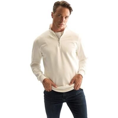 DeFacto Bequeme-tröja för män pullover, Benvit, L DeFacto Bequeme-tröja för män pullover, Benvit, L