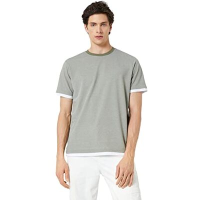 Koton män basic t-shirt crew neck vikt detaljerad kortärmad, Grön (786), M Koton män basic t-shirt crew neck vikt detaljerad kortärmad, Grön (786), M