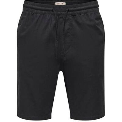 Only & Sons Onsreid Slim 0571 Slub shorts, svart, M Only & Sons Onsreid Slim 0571 Slub shorts, svart, M