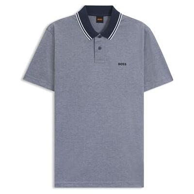 Boss PeoxfordNew pikétröja i bomullspiqué med logotyptryck, Öppen blå 464, XL Boss PeoxfordNew pikétröja i bomullspiqué med logotyptryck, Öppen blå 464, XL