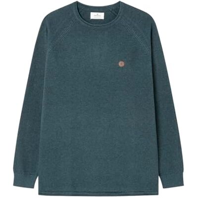 Springfield Gg7 Basic Pullover med PU-logotyp, blå, S Springfield Gg7 Basic Pullover med PU-logotyp, blå, S