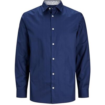 JACK & JONES JPRBLANORDIC detaljskjorta L/S, Perfekt marin/passform: bekväm passform, XS JACK & JONES JPRBLANORDIC detaljskjorta L/S, Perfekt marin/passform: bekväm passform, XS