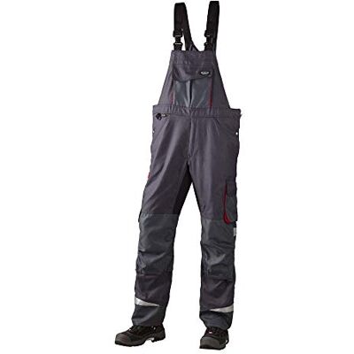 J.A.K. 160342088 serie 1603 65% polyester/35% bomull latzos, grå/röd, 50 R (35/32) storlek J.A.K. 160342088 serie 1603 65% polyester/35% bomull latzos, grå/röd, 50 R (35/32) storlek