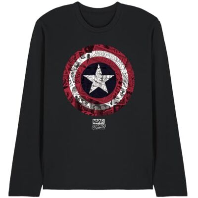 Marvel Captain America Ca Comic Shield T-Shirt för män, Svart, XXL Marvel Captain America Ca Comic Shield T-Shirt för män, Svart, XXL