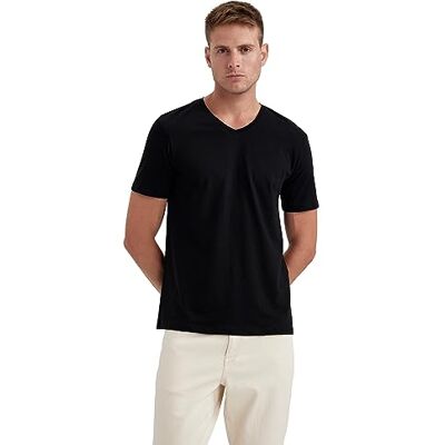 DeFacto herr basic slim fit t-shirt män v-ringad – klassisk t-shirt för män, svart, XS DeFacto herr basic slim fit t-shirt män v-ringad – klassisk t-shirt för män, svart, XS