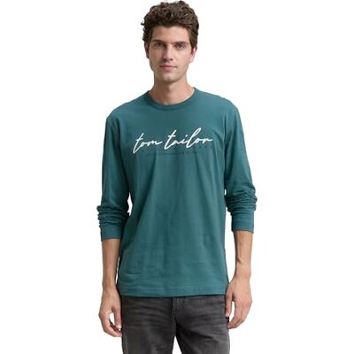 TOM TAILOR Långärmad T-shirt för män, 14171 – Jaspis grön, L TOM TAILOR Långärmad T-shirt för män, 14171 – Jaspis grön, L
