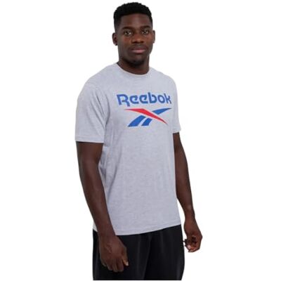 Reebok Bruno Big Logo Crew Neck Ss T-shirt för män, Ljusgrå Marl, L Reebok Bruno Big Logo Crew Neck Ss T-shirt för män, Ljusgrå Marl, L