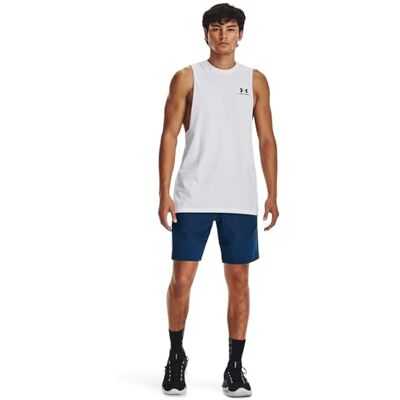 Under Armour Sportstyle för män, left, bröst, cut-off tee, ärmlös, (100) vit/svart, M Under Armour Sportstyle för män, left, bröst, cut-off tee, ärmlös, (100) vit/svart, M