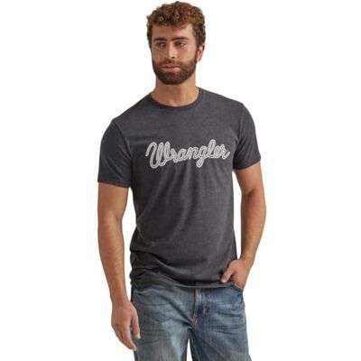Wrangler Herr Western Crew Neck kortärmad T-shirt för män, västerländsk t-shirt, rund hals, kortärmad, Caviar Heather, XL Wrangler Herr Western Crew Neck kortärmad T-shirt för män, västerländsk t-shirt, rund hals, kortärmad, Caviar Heather, XL