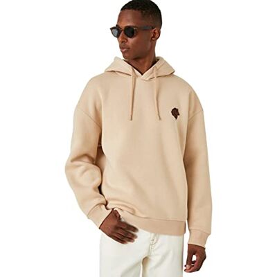 Koton Gesticktes Kapuzen-sweatshirt träningströja, beige (057), M herr, Beige (057), M Koton Gesticktes Kapuzen-sweatshirt träningströja, beige (057), M herr, Beige (057), M