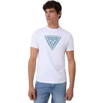 GUESS Men'sCN SS triangel spray TEET-SHIRTSPure vit storlek M längd N GUESS Men'sCN SS triangel spray TEET-SHIRTSPure vit storlek M längd N